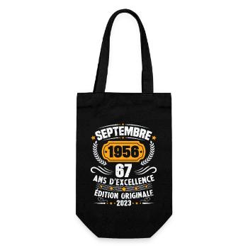 Cadeau anniversaire 67 Ans septembre 1956 Vintage - Sac à bouteille - noir - Devant