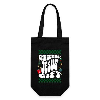 Christmas Jesus Gift - Christians Retro Ugly Xmas - Gift Bag for Bottles - black - Front
