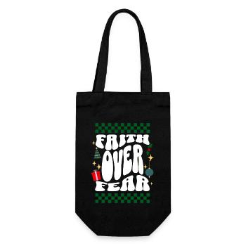 Faith over Fear - Christian's Retro Ugly Christmas - Gift Bag for Bottles - black - Front