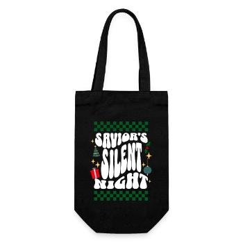 Savior's Silent Night - Christian's Retro Ugly Xmas - Gift Bag for Bottles - black - Front