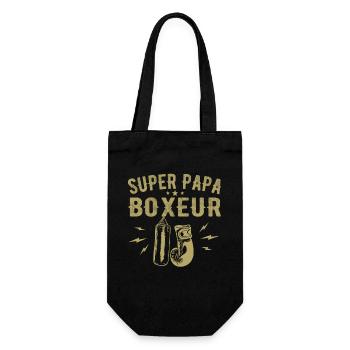 Super Papa Boxeur Père Papa Boxe - Cadeau Boxeur - Sac à bouteille - noir - Devant