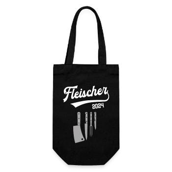 Fleischer 2024 Ausbildung Prüfung Schlachter Azubi - Geschenkbeutel für Flaschen - Schwarz - Vorne