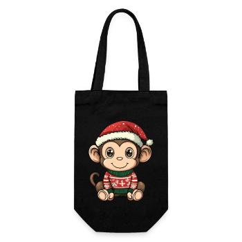 Monkey Christmas - Gift Bag for Bottles - black - Front