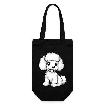 Poodle Hund Comic Niedlich - Geschenkbeutel für Flaschen - Schwarz - Vorne