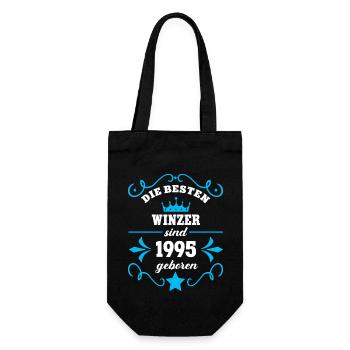 Winzer Geburtstag Geboren 1995 Jahrgang 95 Geb - Geschenkbeutel für Flaschen - Schwarz - Vorne