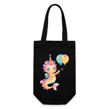 Seahorse Birthday Comic Cute - Gift Bag for Bottles - black - Front