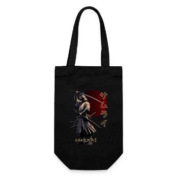 Samurai mit Schwert und japanischen Schriftzeichen - Geschenkbeutel für Flaschen - Schwarz - Vorne
