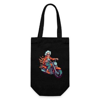 Cool vieille motard grand-mère - moto mamie - Sac à bouteille - noir - Devant