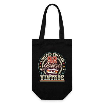 92. Geburtstag Vintage - Geschenkbeutel für Flaschen - Schwarz - Vorne