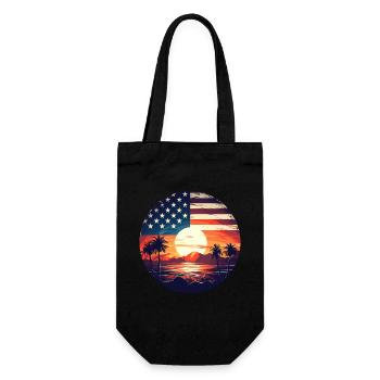 Retro American Flag Vintage Sunset 4th of July - Gift Bag for Bottles - black - Front