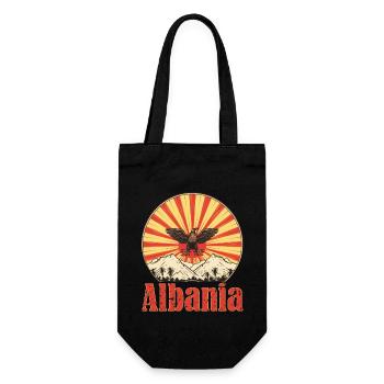 Albania Albanian Flag Vintage Sunset Souvenir - Geschenkbeutel für Flaschen - Schwarz - Vorne