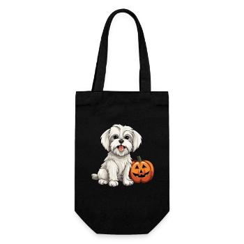 Maltese Dog Pumpkin Lazy Halloween Party Costume - Gift Bag for Bottles - black - Front