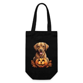 Labrador Retriever Dog Pumpkin Lazy Halloween - Gift Bag for Bottles - black - Front