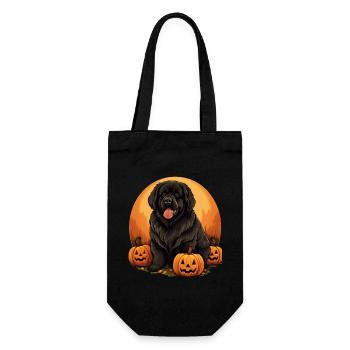 Newfoundland Dog Pumpkin Lazy Halloween Party - Gift Bag for Bottles - black - Front