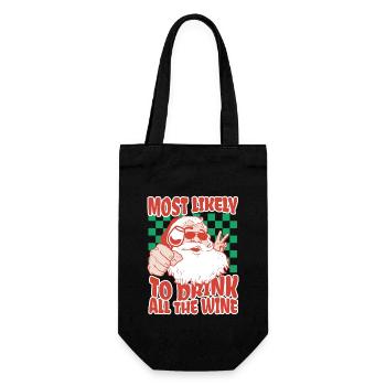 Most Likely To Drink All The Wine Christmas Fun - Gift Bag for Bottles - black - Front