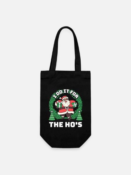 I Do It For The Ho´s Lustig Santa Nikolaus - Geschenkbeutel für Flaschen - Schwarz