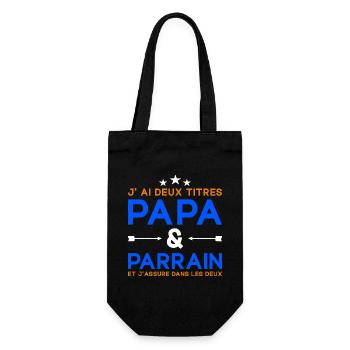 J'ai Deux Titres Papa et Parrain Fête des Pères - Sac à bouteille - noir - Devant