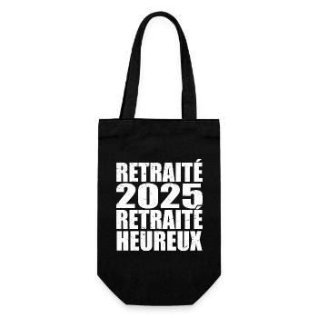 Glücklicher Rentner Ruhestandsgeschenk 2025 - Geschenkbeutel für Flaschen - Schwarz - Vorne