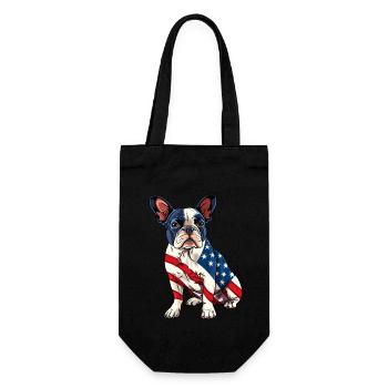 Boston Terrier Dog 4th of July American Flag Gifts - Geschenkbeutel für Flaschen - Schwarz - Vorne