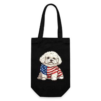 Bichon Frise Dog 4th of July American Flag Gifts - Gift Bag for Bottles - black - Front