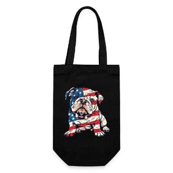 Bulldog Dog 4th of July American Flag Gifts - Geschenkbeutel für Flaschen - Schwarz - Vorne