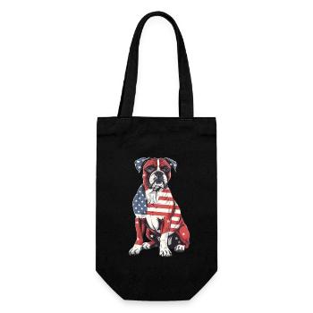 Boxer Dog 4 juillet Drapeau américain Cadeaux pour hommes - Sac à bouteille - noir - Devant