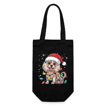 Chinese Crested Christmas Lights Xmas Dogs Gifts - Geschenkbeutel für Flaschen - Schwarz - Vorne