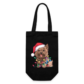 Cairn Terrier Christmas Lights Xmas Dogs Gifts - Geschenkbeutel für Flaschen - Schwarz - Vorne