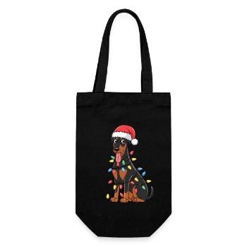 Doberman Pinscher Christmas Lights Xmas Dogs Gifts - Geschenkbeutel für Flaschen - Schwarz - Vorne