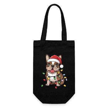 French Bulldog Christmas Lights Xmas Dogs Gifts - Gift Bag for Bottles - black - Front
