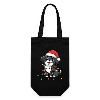 Japanese Chin Christmas Lights Xmas Dogs Gifts - Gift Bag for Bottles - black - Front
