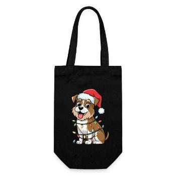 Norfolk Terrier Christmas Lights Xmas Dogs Gifts - Gift Bag for Bottles - black - Front