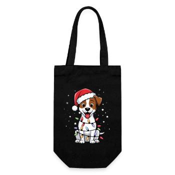 Jack Russell Terrier Christmas Lights Xmas Dogs - Geschenkbeutel für Flaschen - Schwarz - Vorne