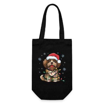Lumières de Noël Havanais Noël Chiens Cadeaux - Sac à bouteille - noir - Devant