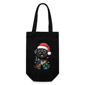 Schipperke Christmas Lights Xmas Dogs Gifts - Geschenkbeutel für Flaschen - Schwarz - Vorne