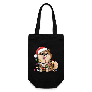 Pomeranian Christmas Lights Xmas Dogs Gifts - Geschenkbeutel für Flaschen - Schwarz - Vorne