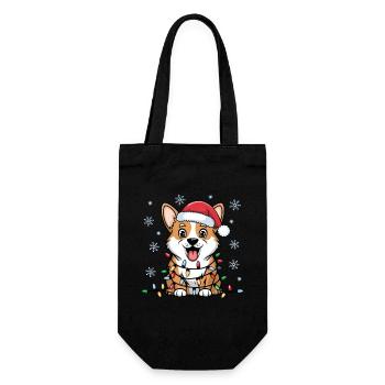 Pembroke Welsh Corgi Christmas Lights Xmas Dogs - Gift Bag for Bottles - black - Front