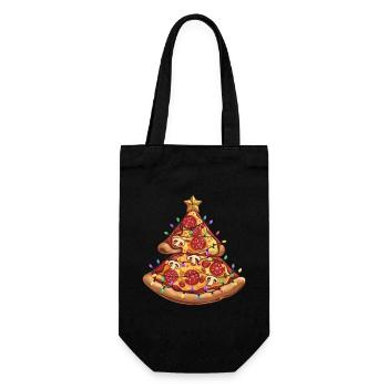 Pizza Christmas Tree Pepperoni Food Gifts for Men - Geschenkbeutel für Flaschen - Schwarz - Vorne