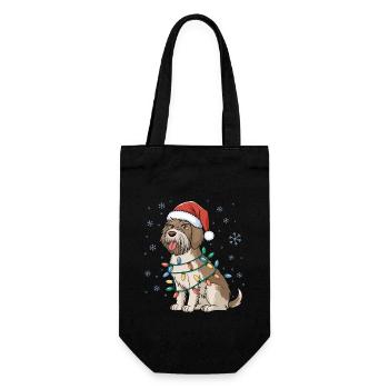 Wirehaired Pointing Griffon Christmas Lights Xmas - Gift Bag for Bottles - black - Front