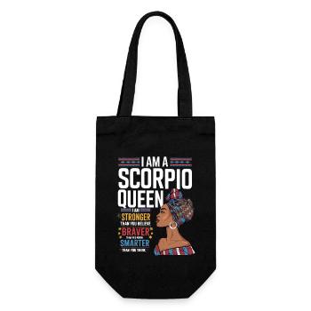 I Am A Scorpio Queen Strong Brave Smart Zodiac - Geschenkbeutel für Flaschen - Schwarz - Vorne