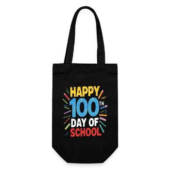 Happy 100th Day of School Colorful Kids Girls Boys - Gift Bag for Bottles - black - Front