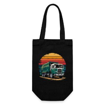 Retro Recycling Garbage Truck Sanitation Worker - Gift Bag for Bottles - black - Front