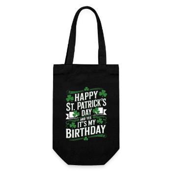 St. Patrick’s Day Birthday Cake Shamrock Men Women - Geschenkbeutel für Flaschen - Schwarz - Vorne
