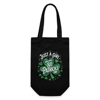 Just a Girl Who Loves St. Patrick's Day Shamrock - Geschenkbeutel für Flaschen - Schwarz - Vorne