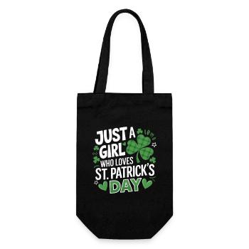 Just a Girl Who Loves St. Patrick's Day Shamrock - Geschenkbeutel für Flaschen - Schwarz - Vorne
