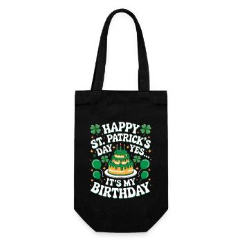 St. Patrick’s Day Birthday Cake Shamrock Men Women - Geschenkbeutel für Flaschen - Schwarz - Vorne