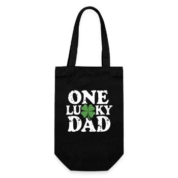 One Lucky Dad St Patrick Day Vintage Clover Daddy - Geschenkbeutel für Flaschen - Schwarz - Vorne