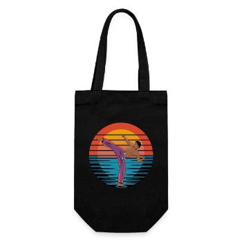Retro Capoeira Vintage Mixed Martial Arts Sunset - Geschenkbeutel für Flaschen - Schwarz - Vorne