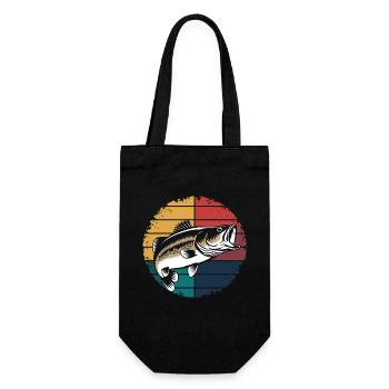 Retro Bass Fish Largemouth Bass Fishing Fisherman - Gift Bag for Bottles - black - Front