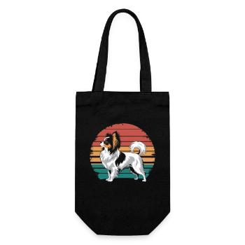 Retro Vintage Papillon Dog Lover Animal Papillon - Geschenkbeutel für Flaschen - Schwarz - Vorne